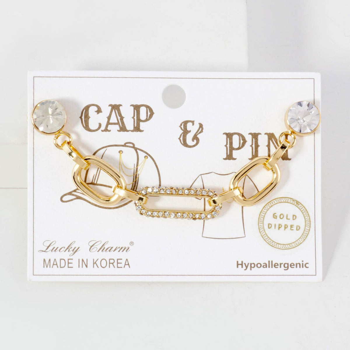 Lucky Charm Cap & Pin Pavé Chain Hat Accessory