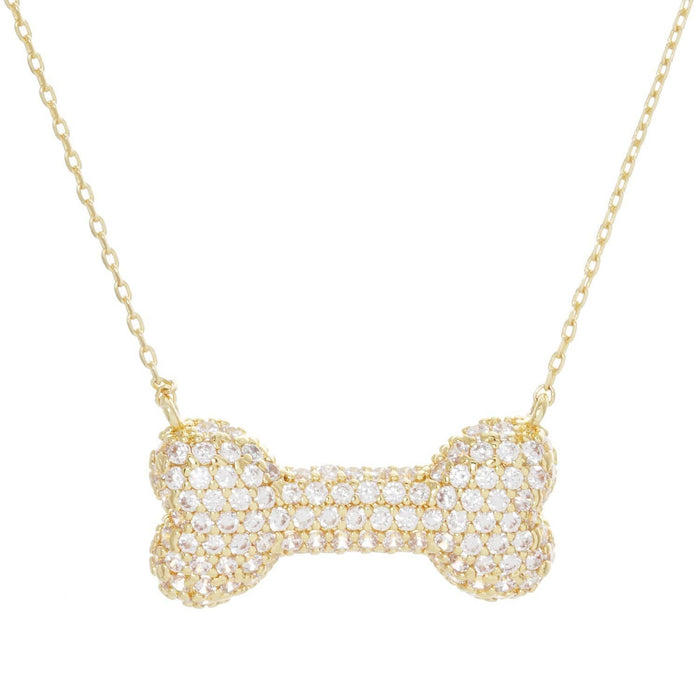 Gold Dog Bone Pendant Necklace