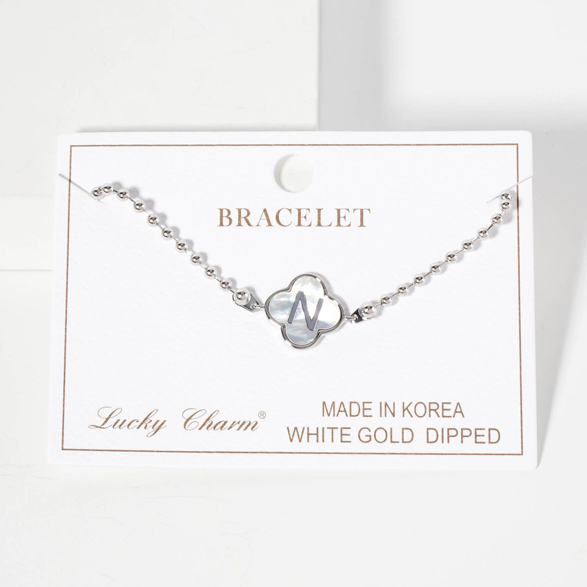 Dainty Gold Dipped Initial Clover Bracelet