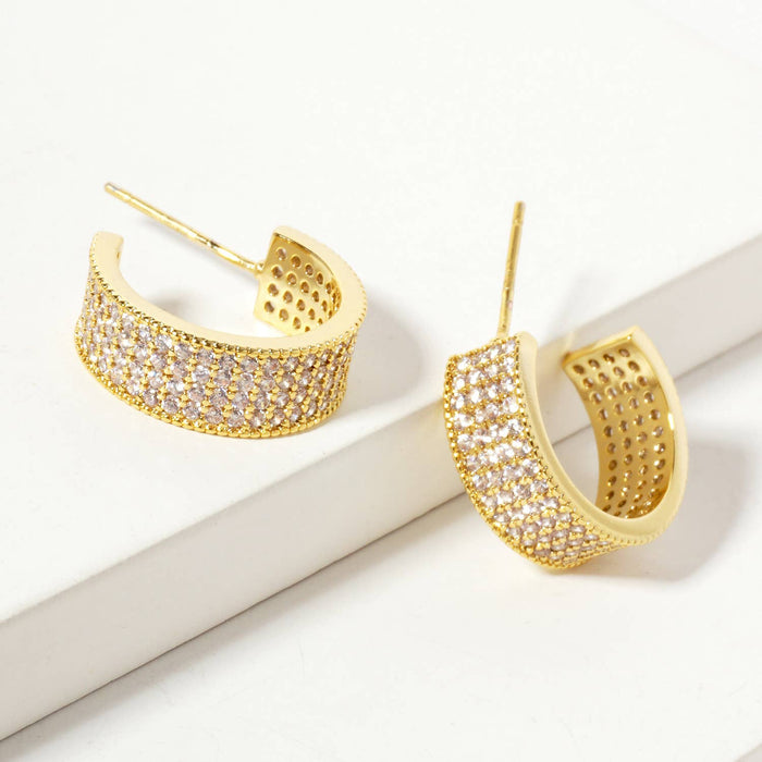 Micro-Pave-Set Open Hoop Earrings