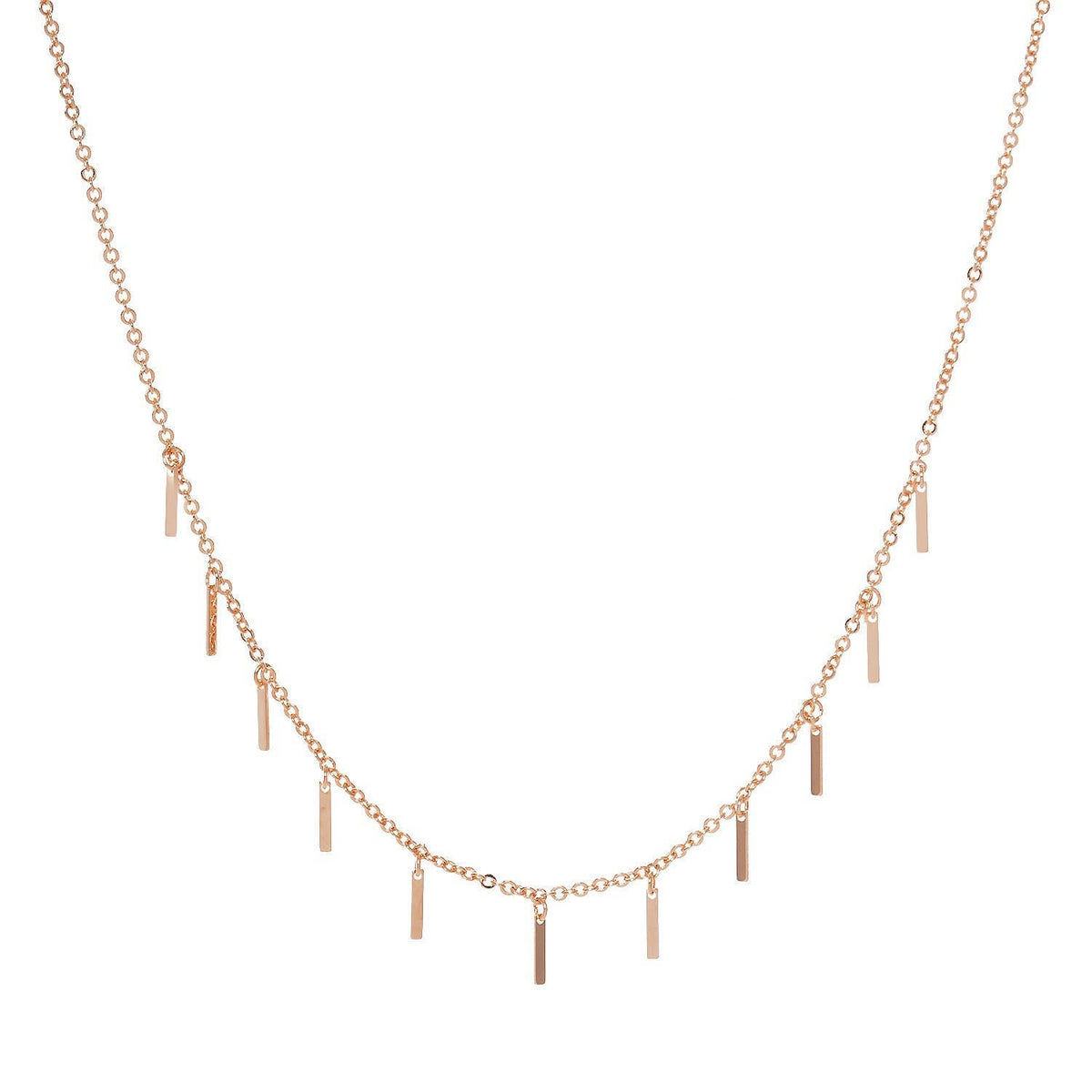 Gold Plated Chain w/ Dangling Mini Bars Necklace