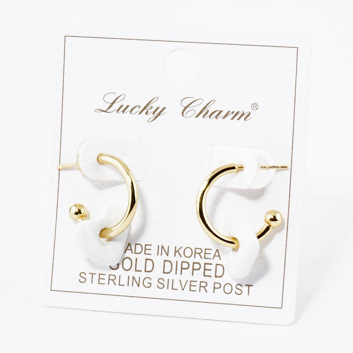 18K GOLD DIPPED COLOR COATED HEART DROP 15MM HOOP EARRINGS