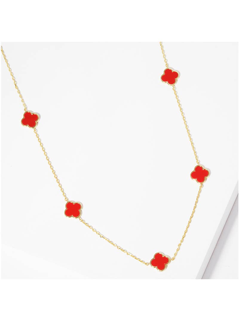 5 Semi-Precious Quatrefoil Pendant 24 Inch Long Station