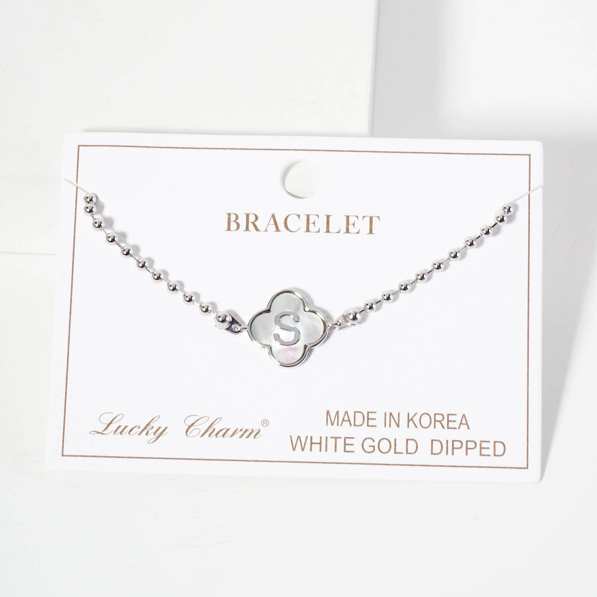 Dainty Gold Dipped Initial Clover Bracelet