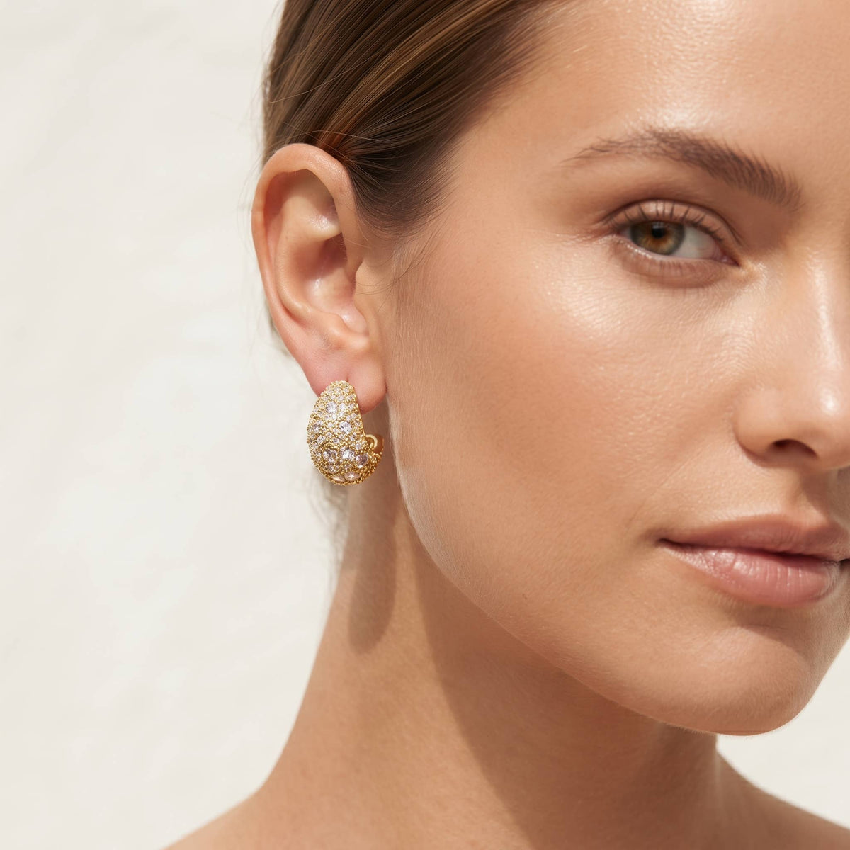 Geometric Pave Half-Hoop Earrings