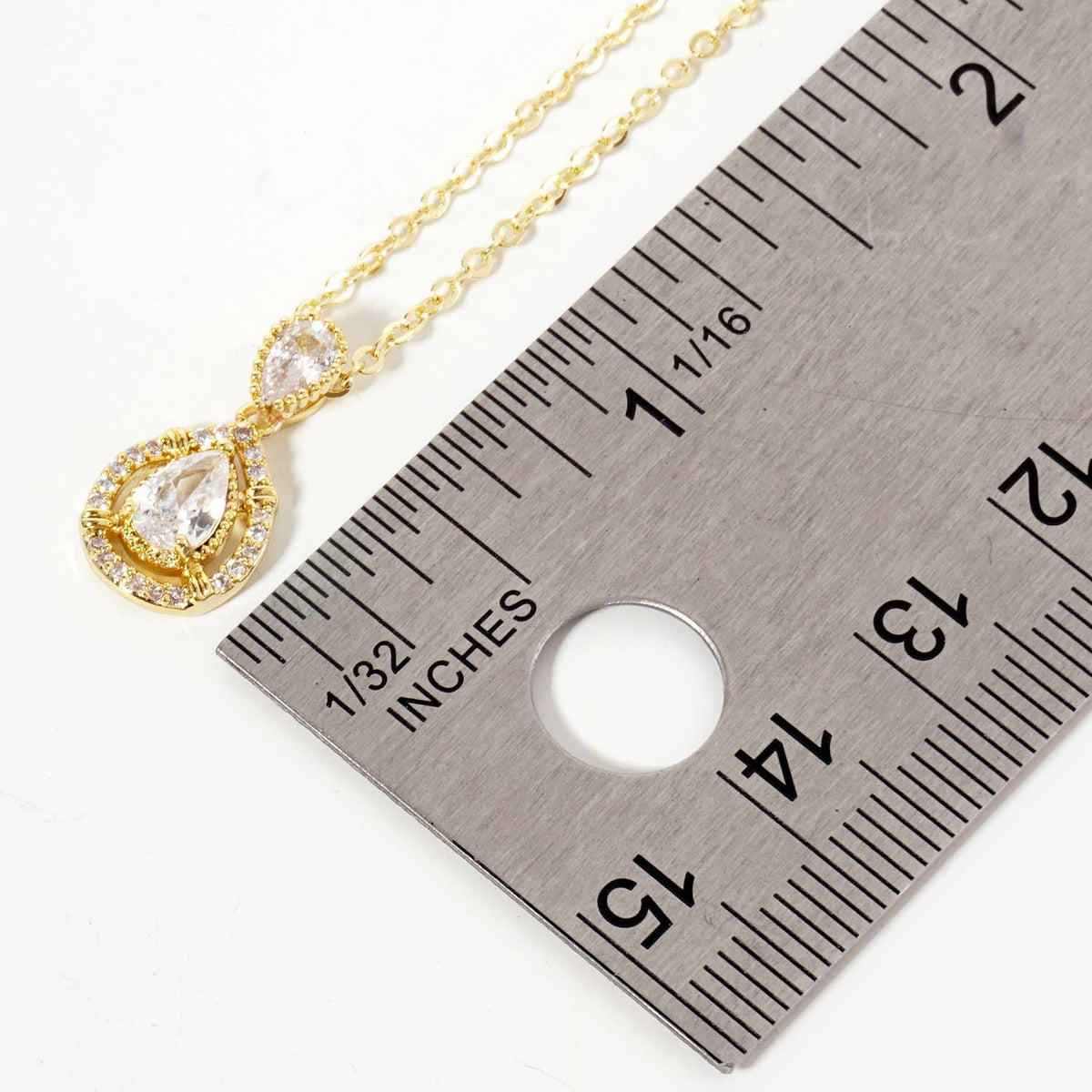 Two Teardrop Pendant 18K-Gold-Dipped Brass Necklace