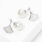 Gold Freshwater Pearl Fan Shaped Stud Earrings
