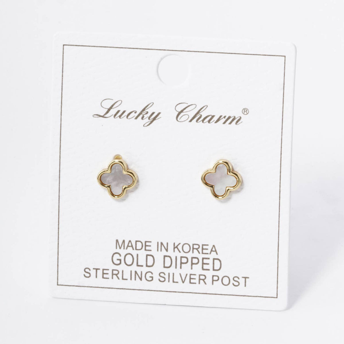 18K GOLD DIPPED 9MM QUATREFOIL STUD EARRINGS
