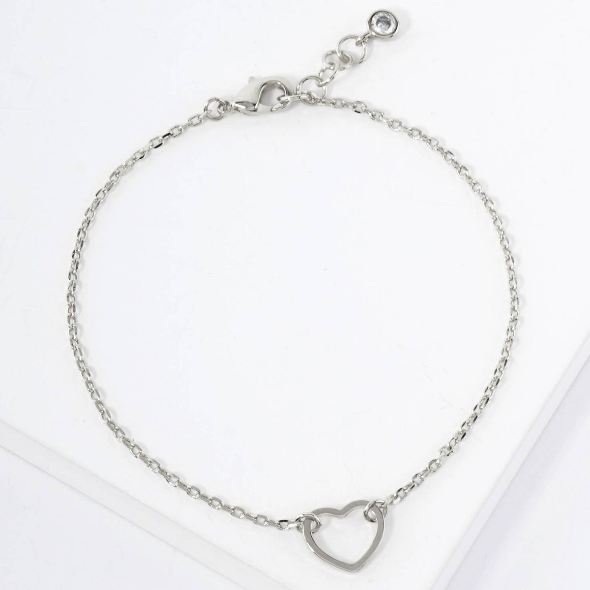 Polished Brass 10mm Cutout Heart  Chain Bracelet