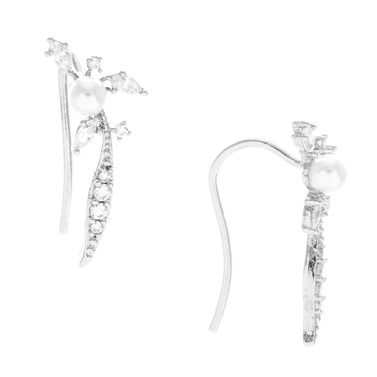Pearl & Cubic Zirconia Ear Crawlers