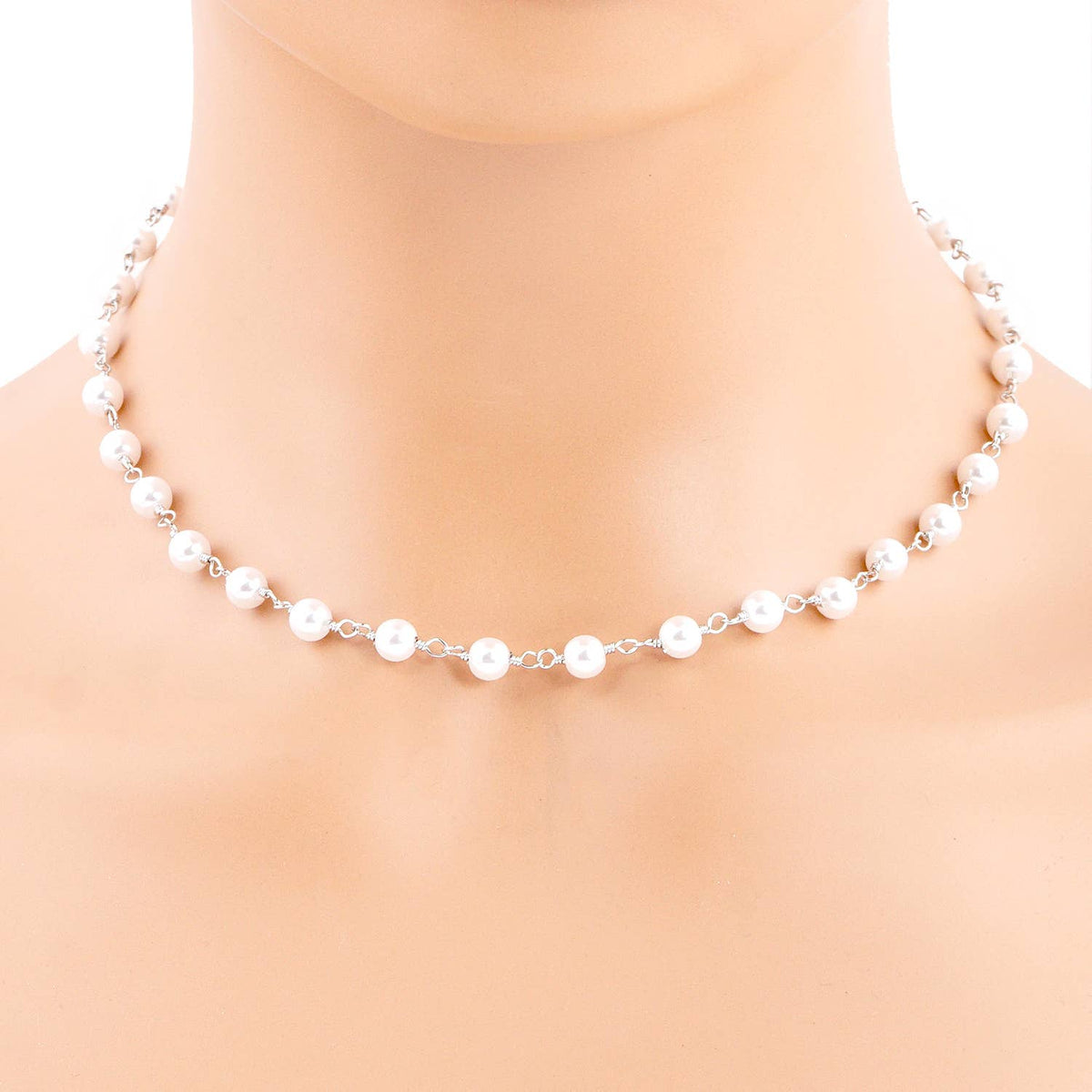 Dainty Pearl Station Choker Necklace
