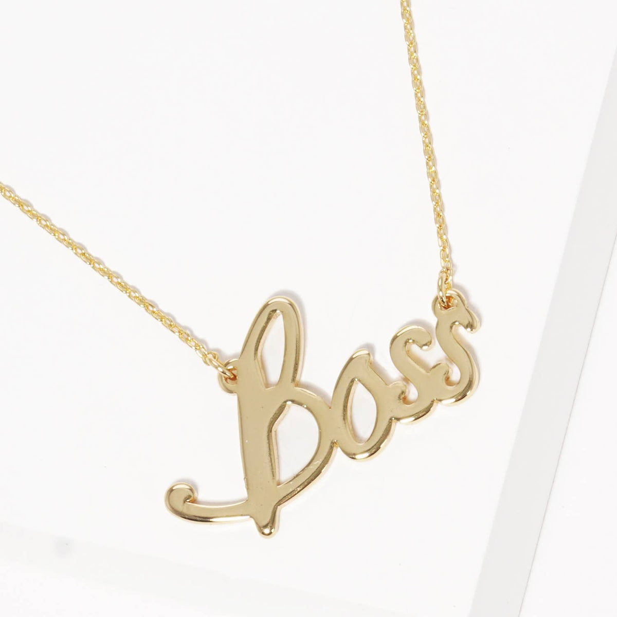 Gold Plated Bold Boss Cursive Necklace