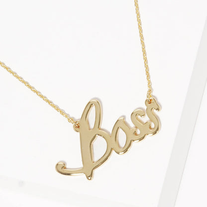 Gold Plated Bold Boss Cursive Necklace