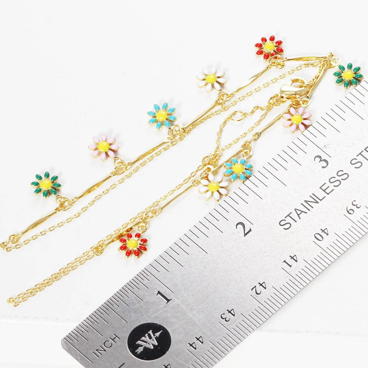 Gold Multicolor Daisy Flower Necklace
