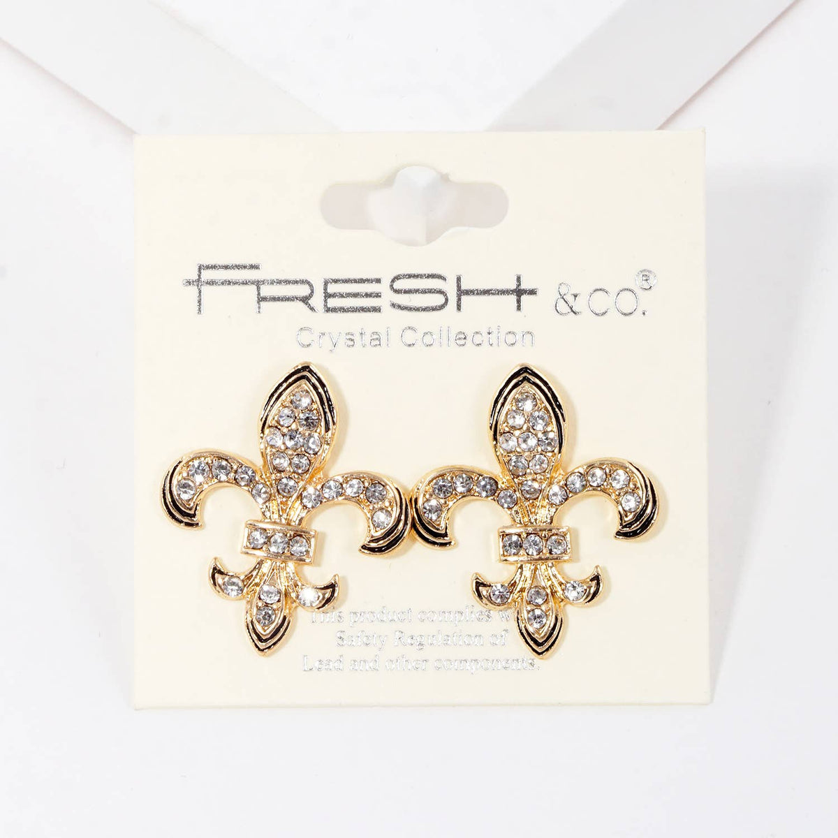 Gold Plated Cubic Fleur De Lis Earrings