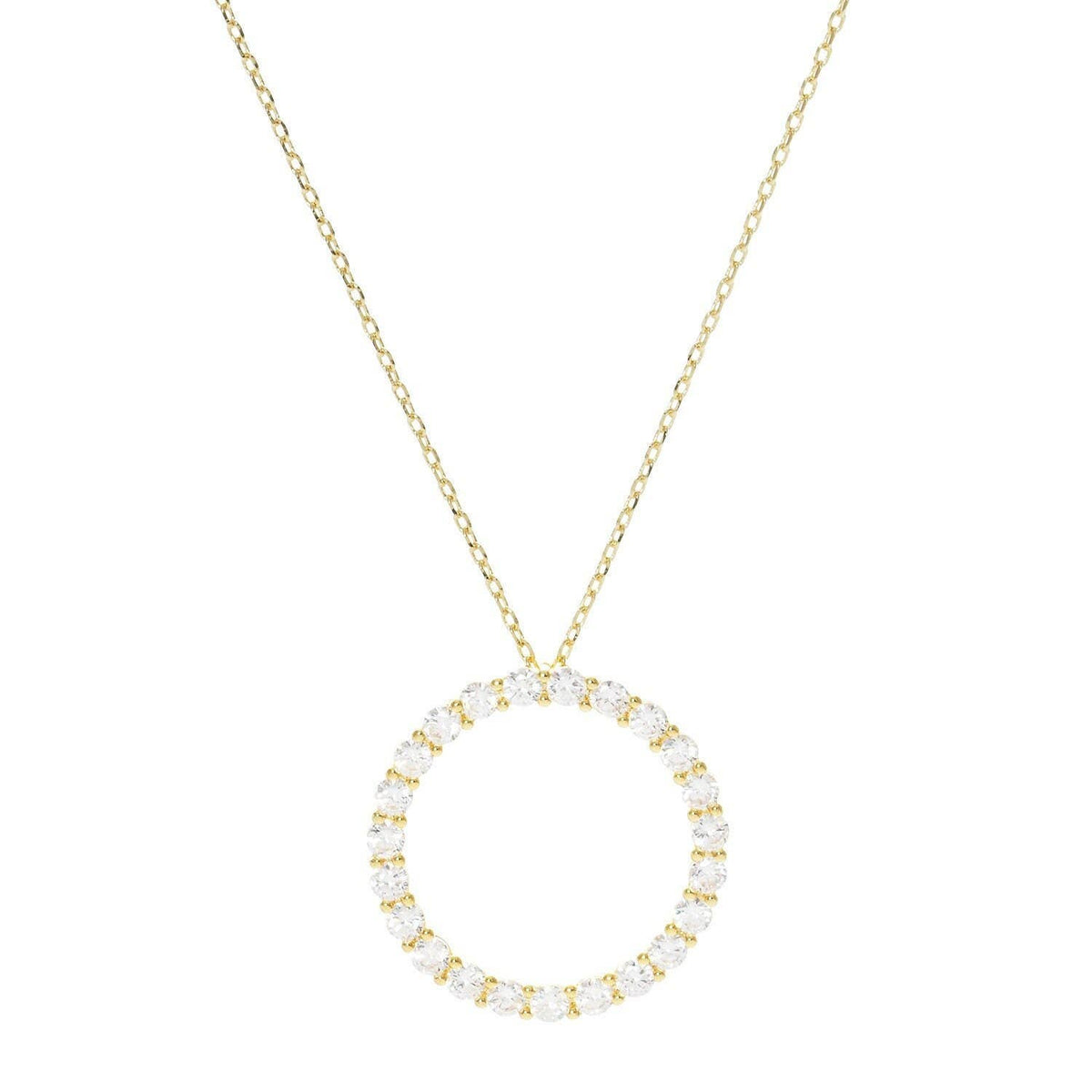 Gold Cubic Eternity Circle Necklace