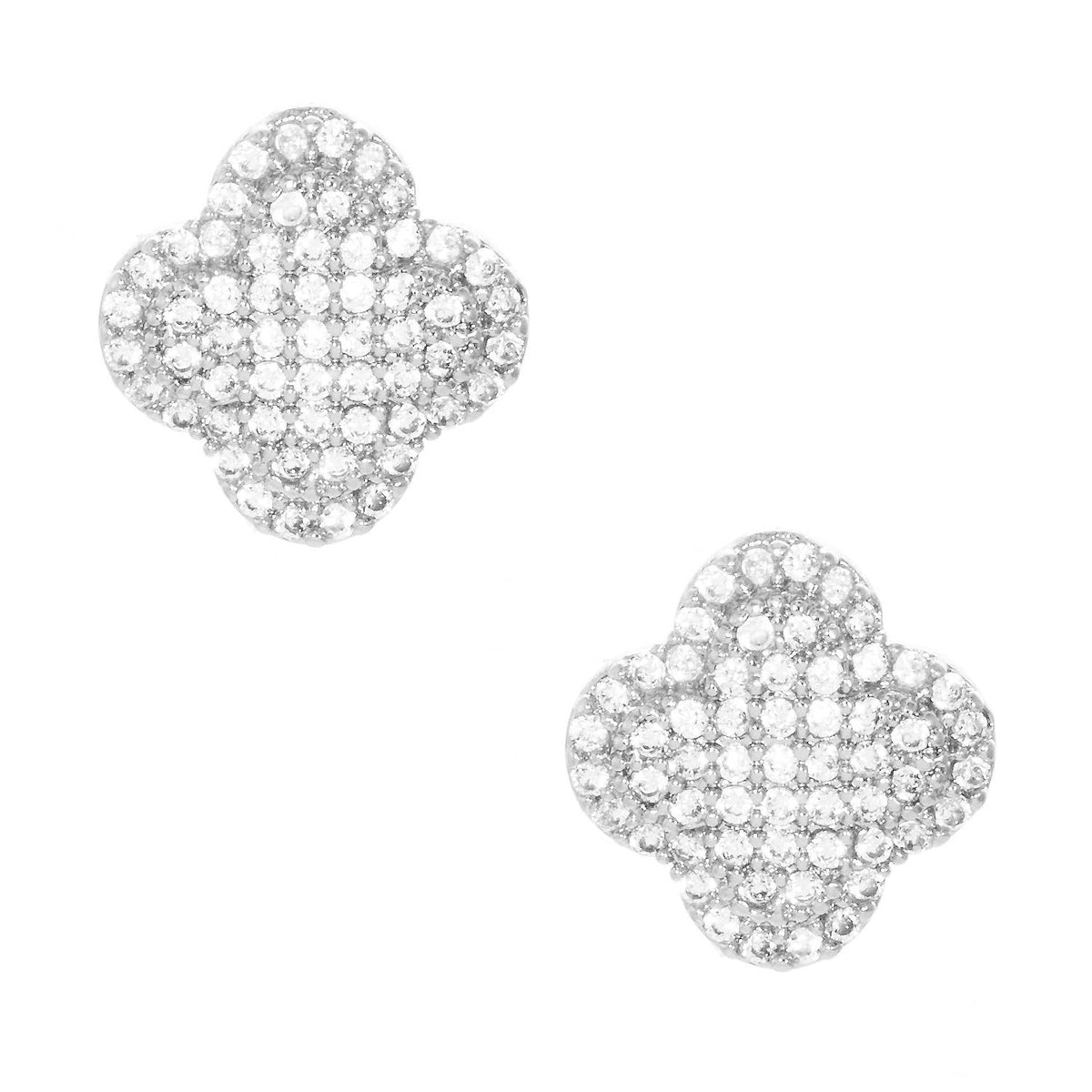 Pave Clover Bridesmaid Proposal Stud Earrings