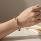 Two-Tone Mixed Metal Textured Link Bracelet
