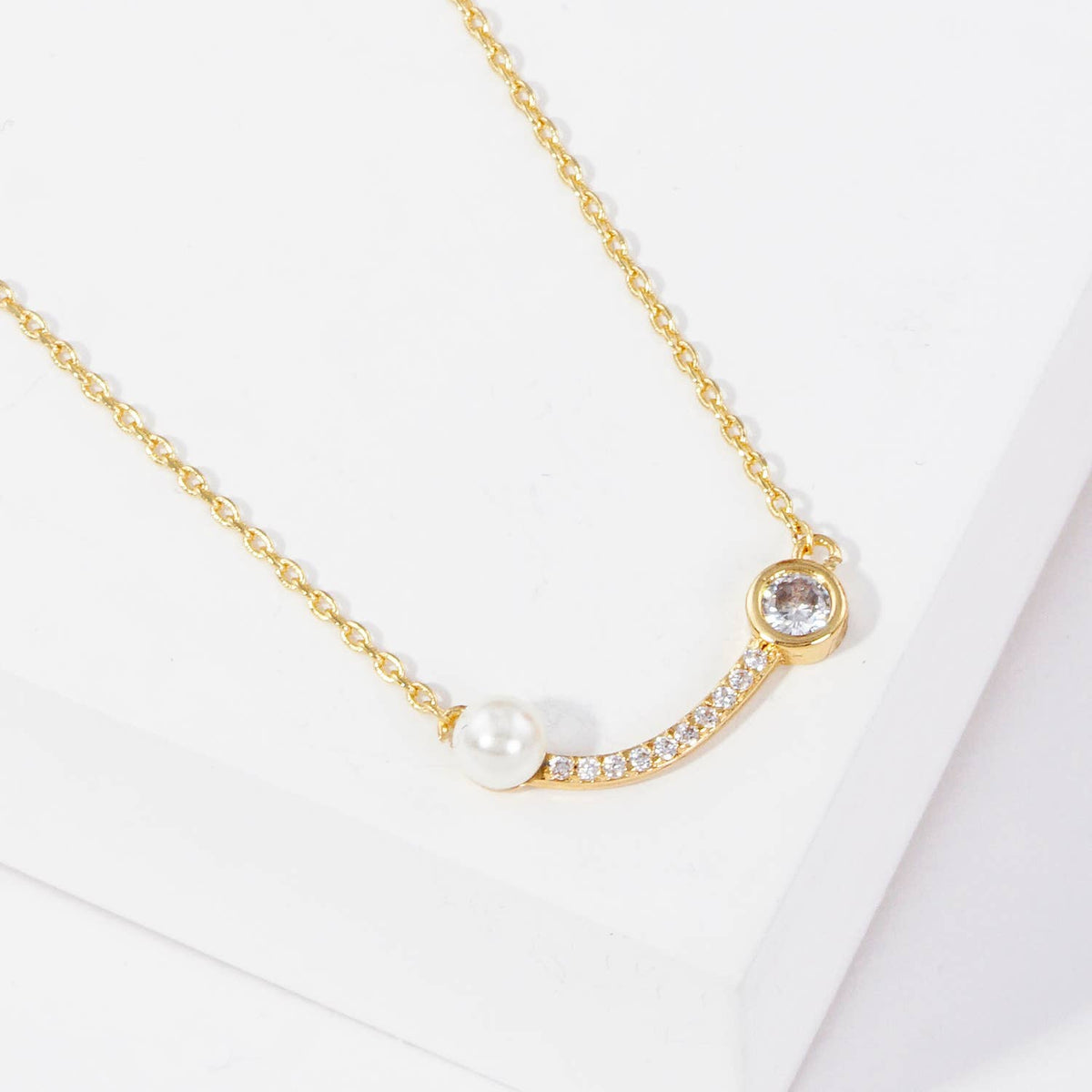 Bridesmaid CZ Hexagon Pendant Necklace