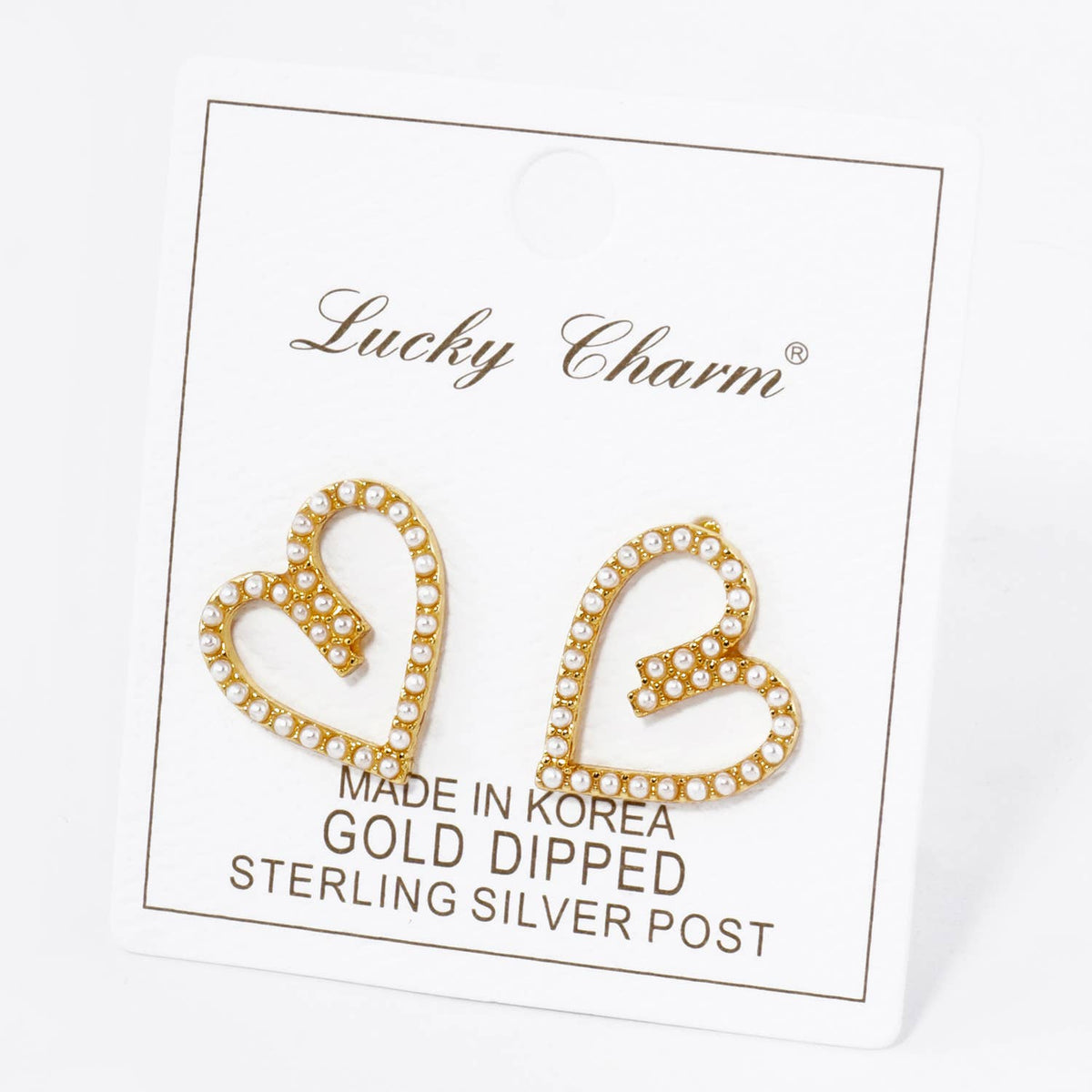 18K GOLD DIPPED PAVE CUBIC ZIRCONIA HEART STUD EARRINGS