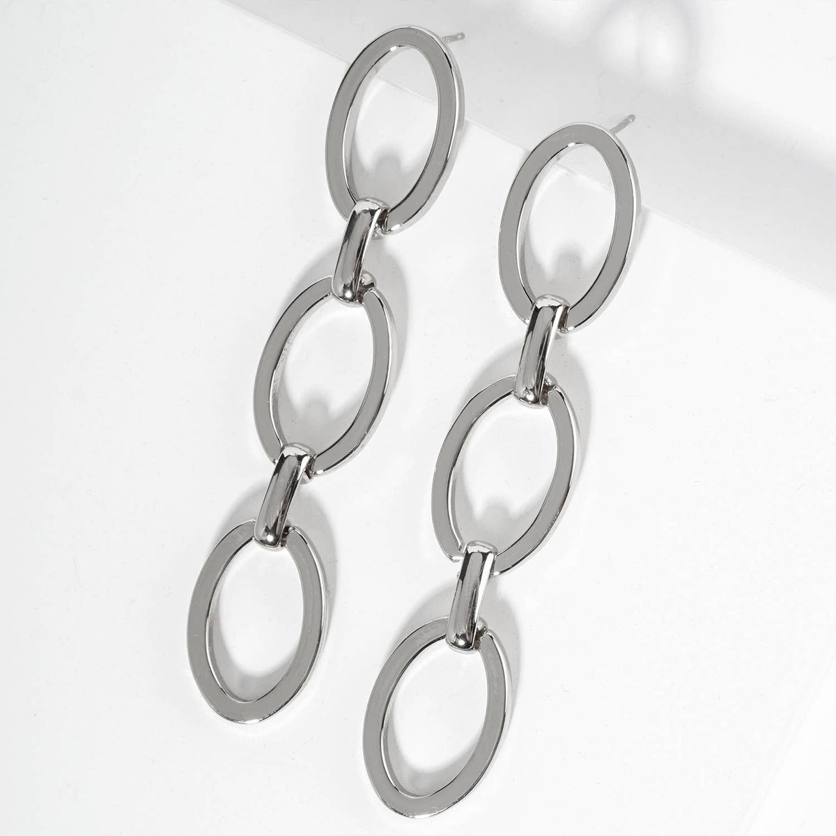 18K Gold Dipped Link Chain Drop Statement Earrings