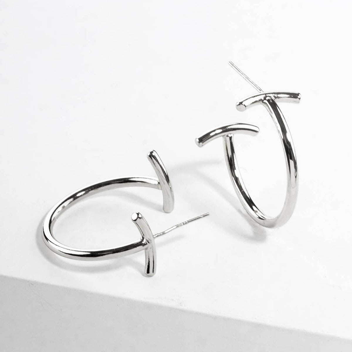Minimalist Open Hoop Earrings with Sterling Silver Post