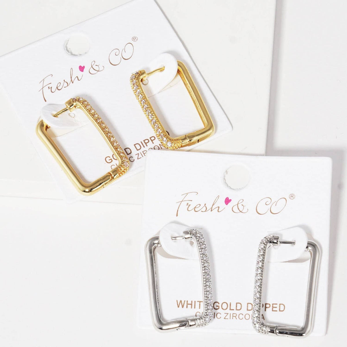 Gold Rectangular Shaped Huggie Earrings