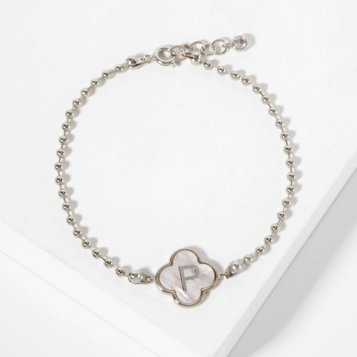 Dainty Gold Dipped Initial Clover Bracelet