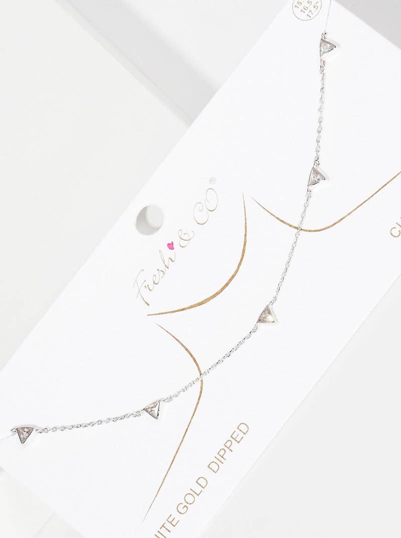 Gold 5 Triangle Station Necklace