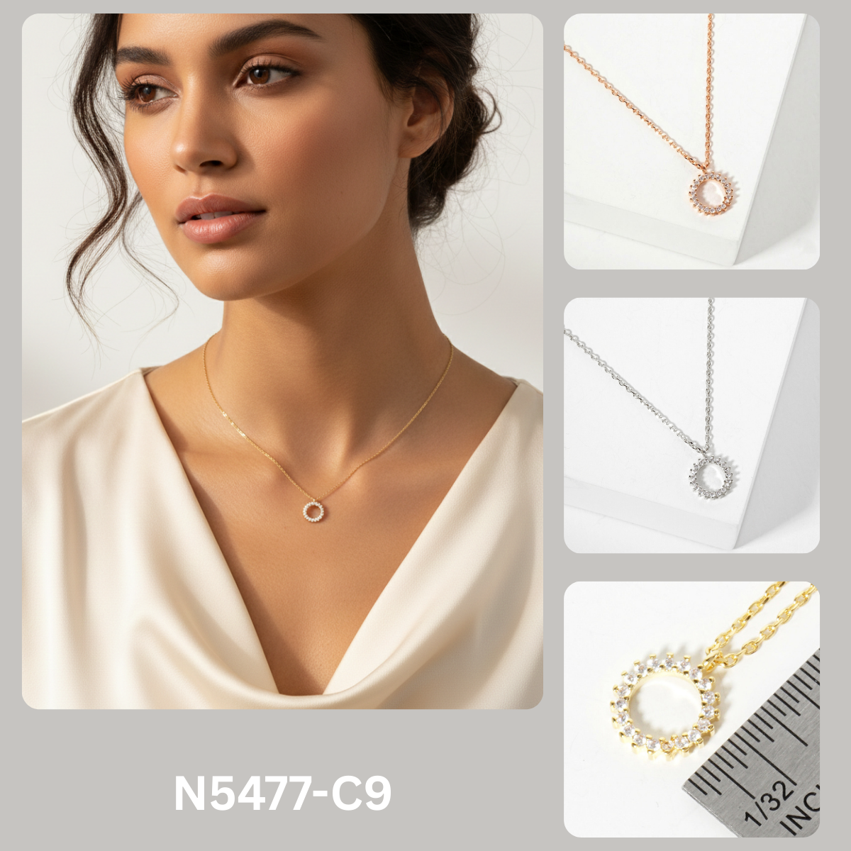Minimalist Pave Circle Pendant Necklace