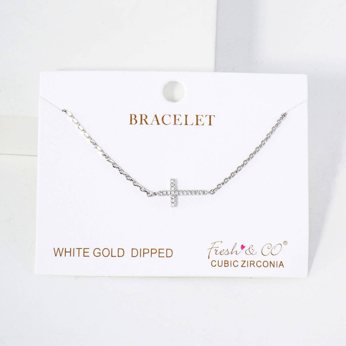 Minimalist Pavé Cross Charm Bracelet