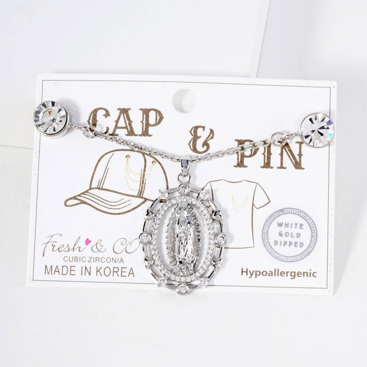 Virgin Mary & Cherry Cap Pins