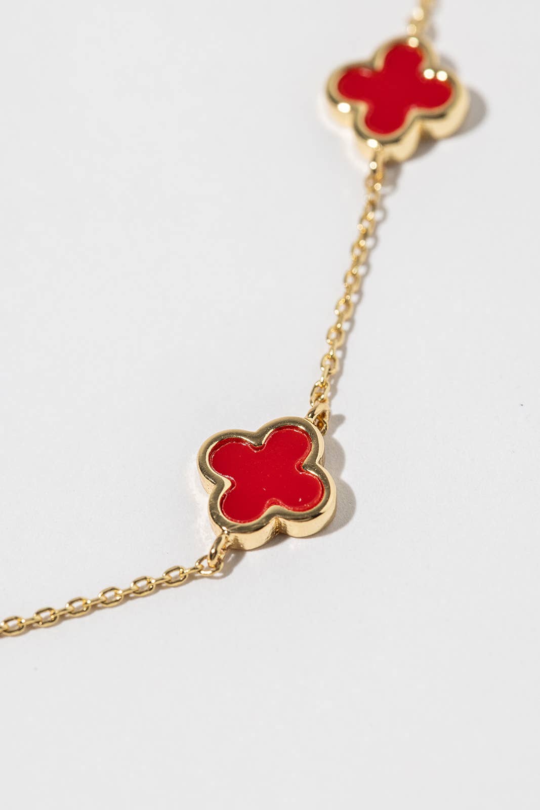 Lucky Charm Four-Leaf Clover Station Anklet - Multiple Color