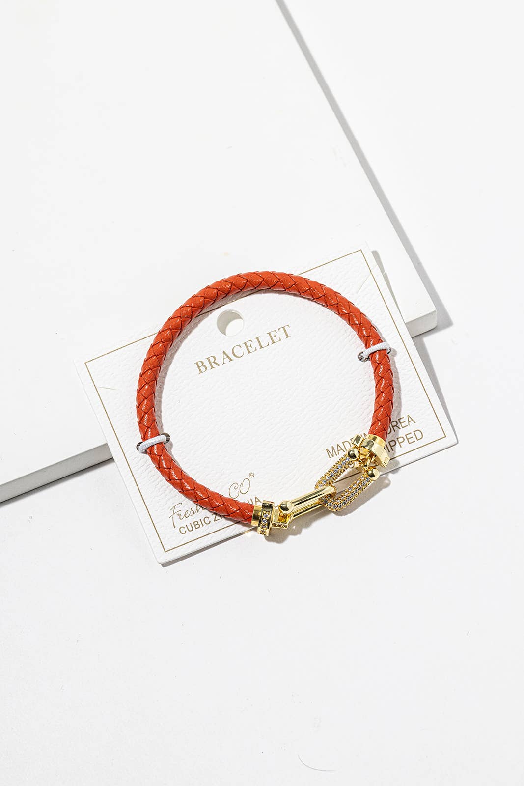 Braided Leather Horseshoe Bracelet