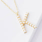 Gold Plated Pearl Initial Necklace