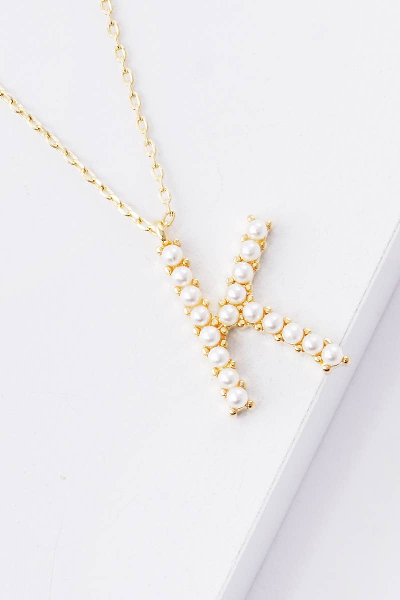 Gold Plated Pearl Initial Necklace