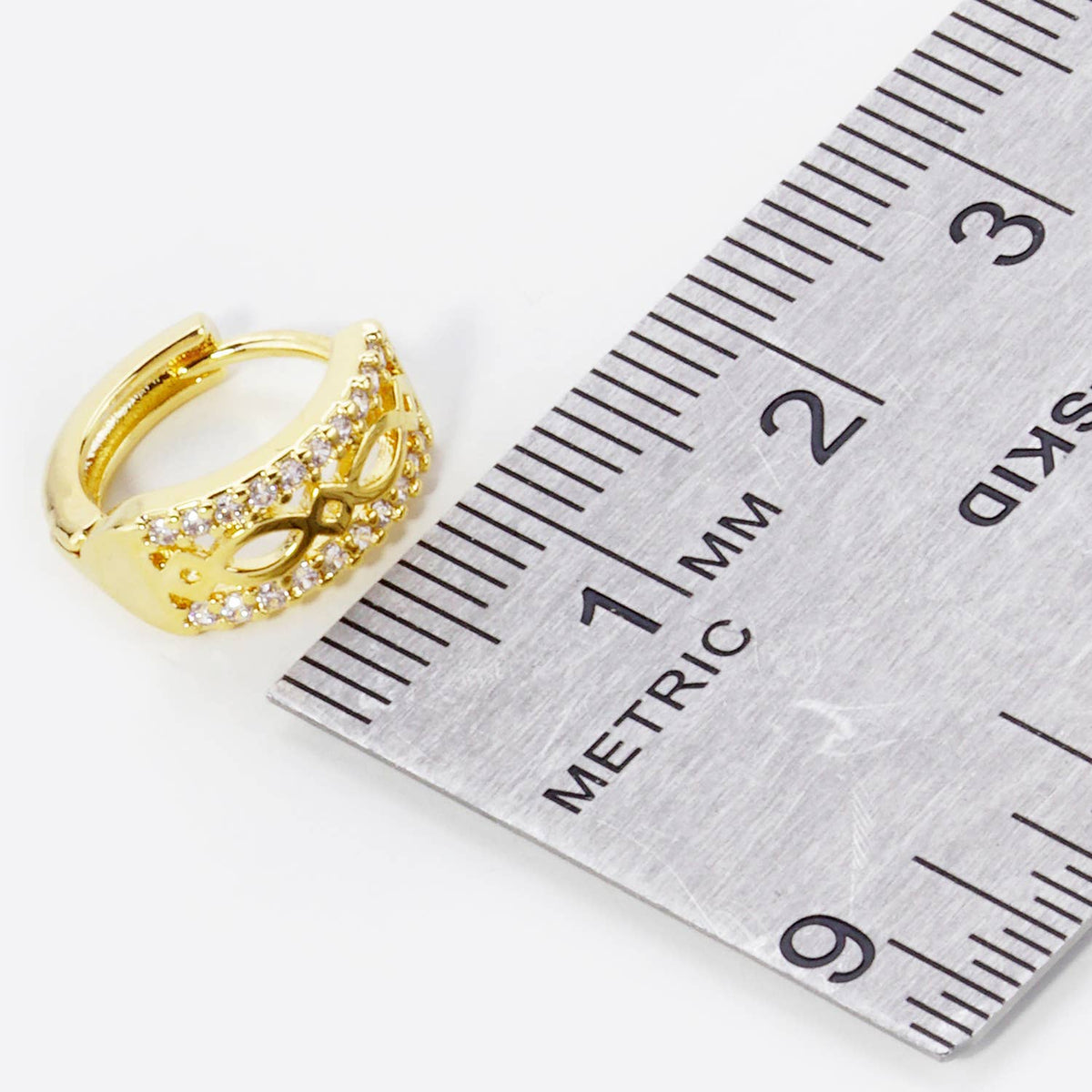 FILIGREE MICRO PAVE SET CUBIC ZIRCONIA 12MM HUGGIE HOOP