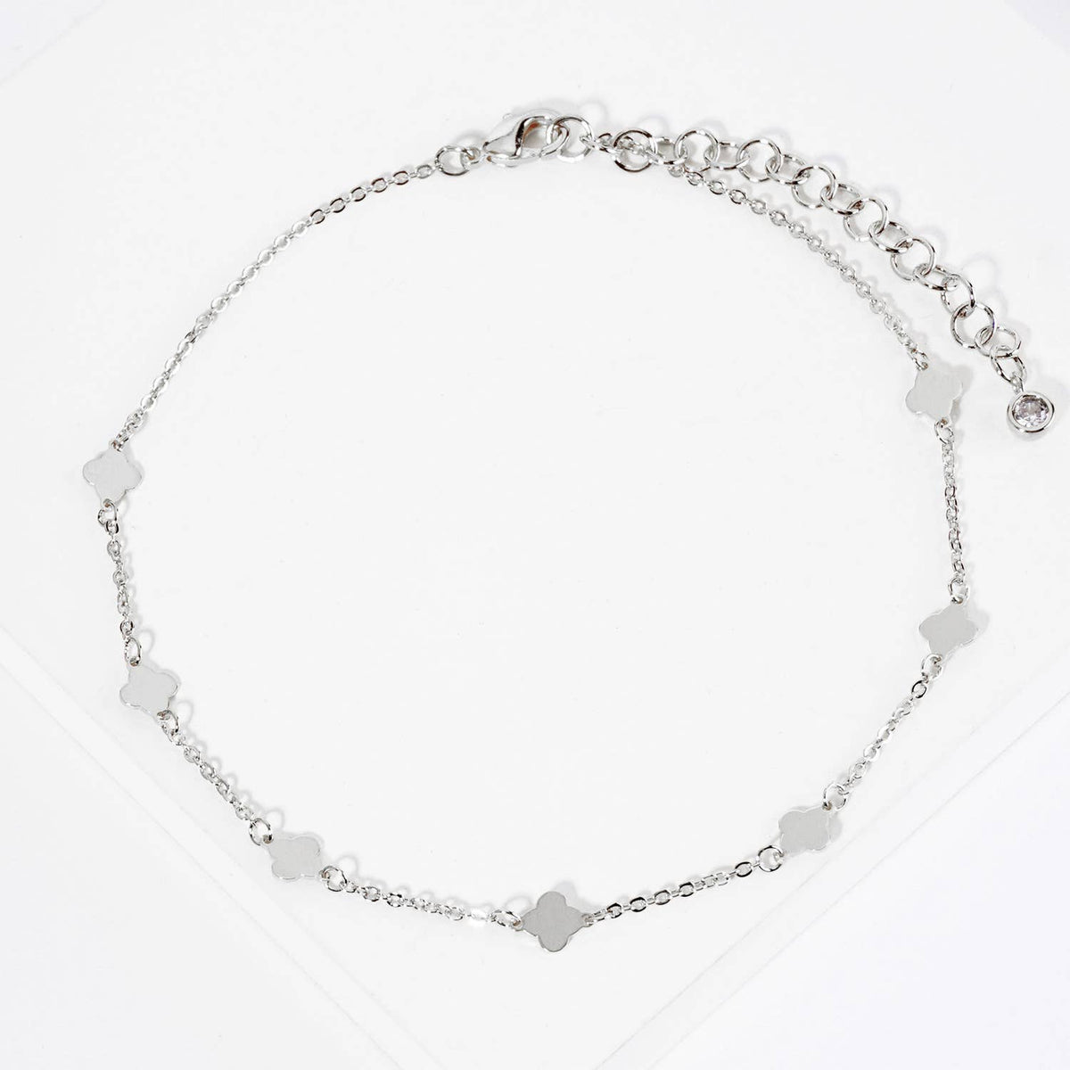 Dainty Four-Leaf Clover Charm Anklet