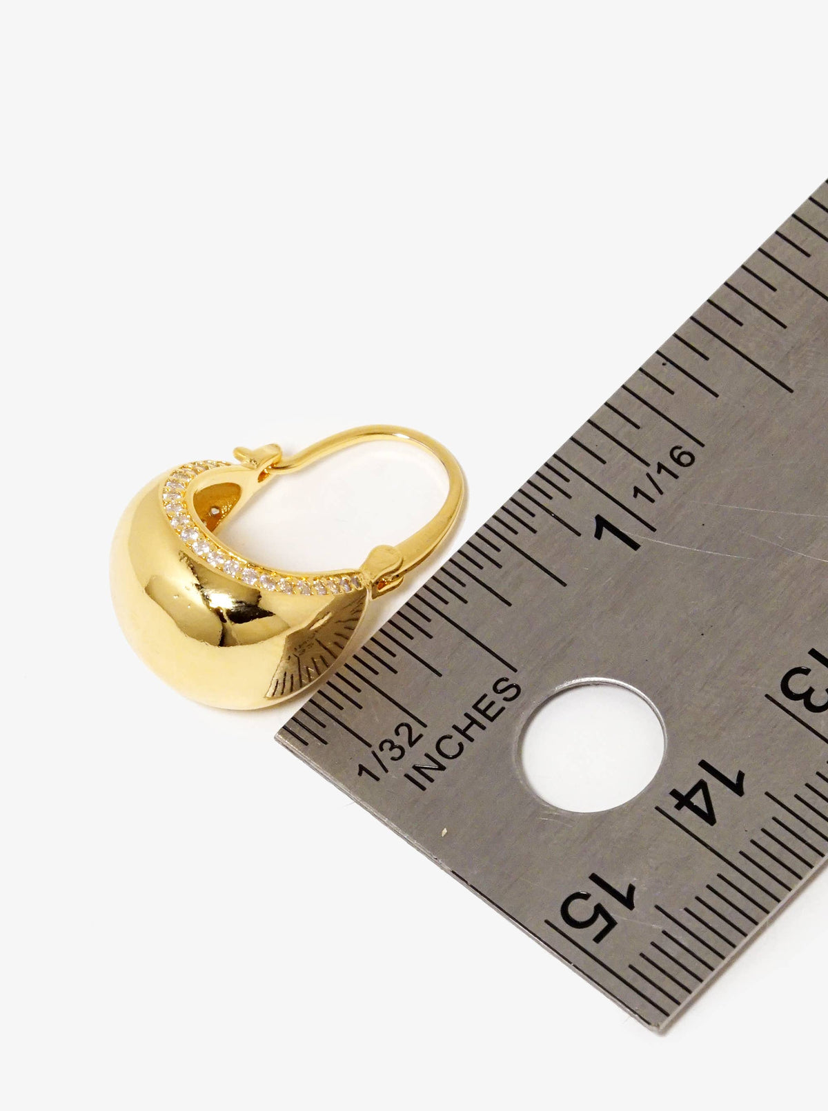 Minimalist Pave Inset Dome Huggie Hoop Earrings