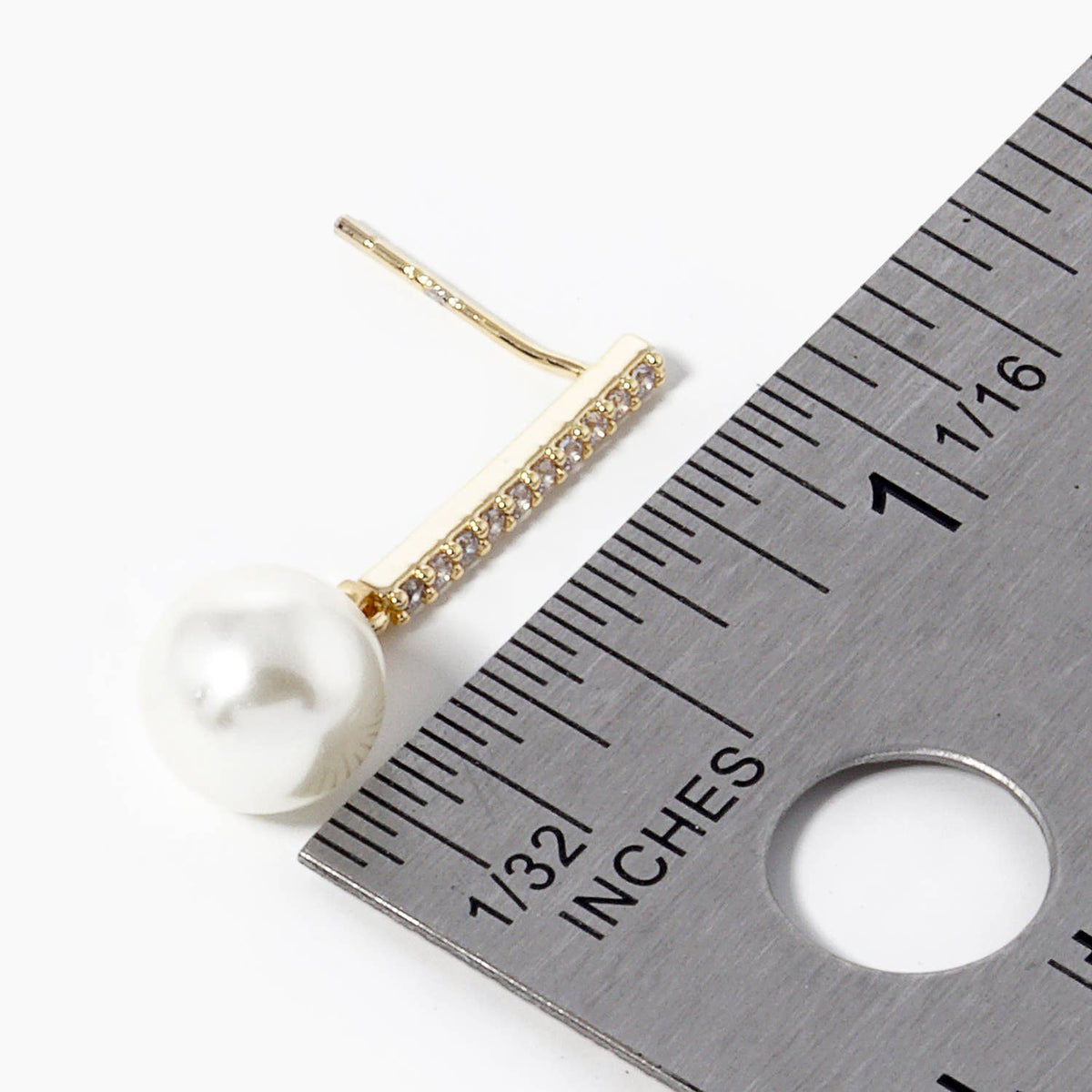 Bridesmaid Pearl & Pavé Bar Drop Earrings