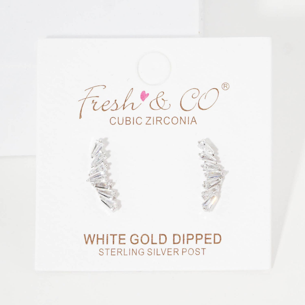 Cubic Zirconia Baguette Ear Crawlers