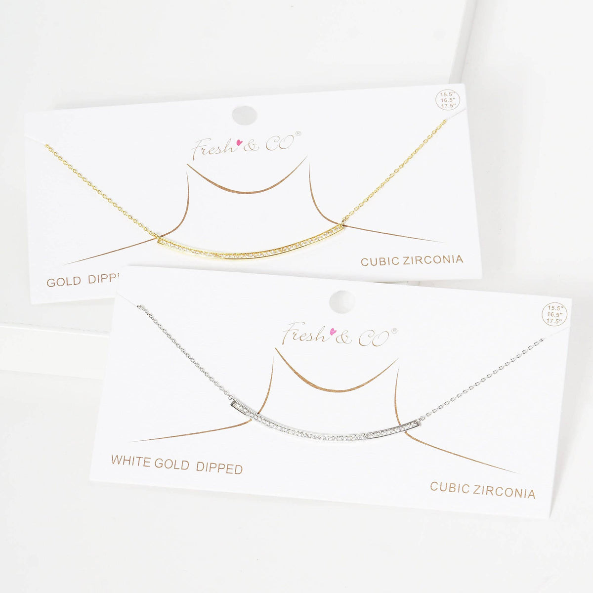 Gold Pave Curve Bar Necklace