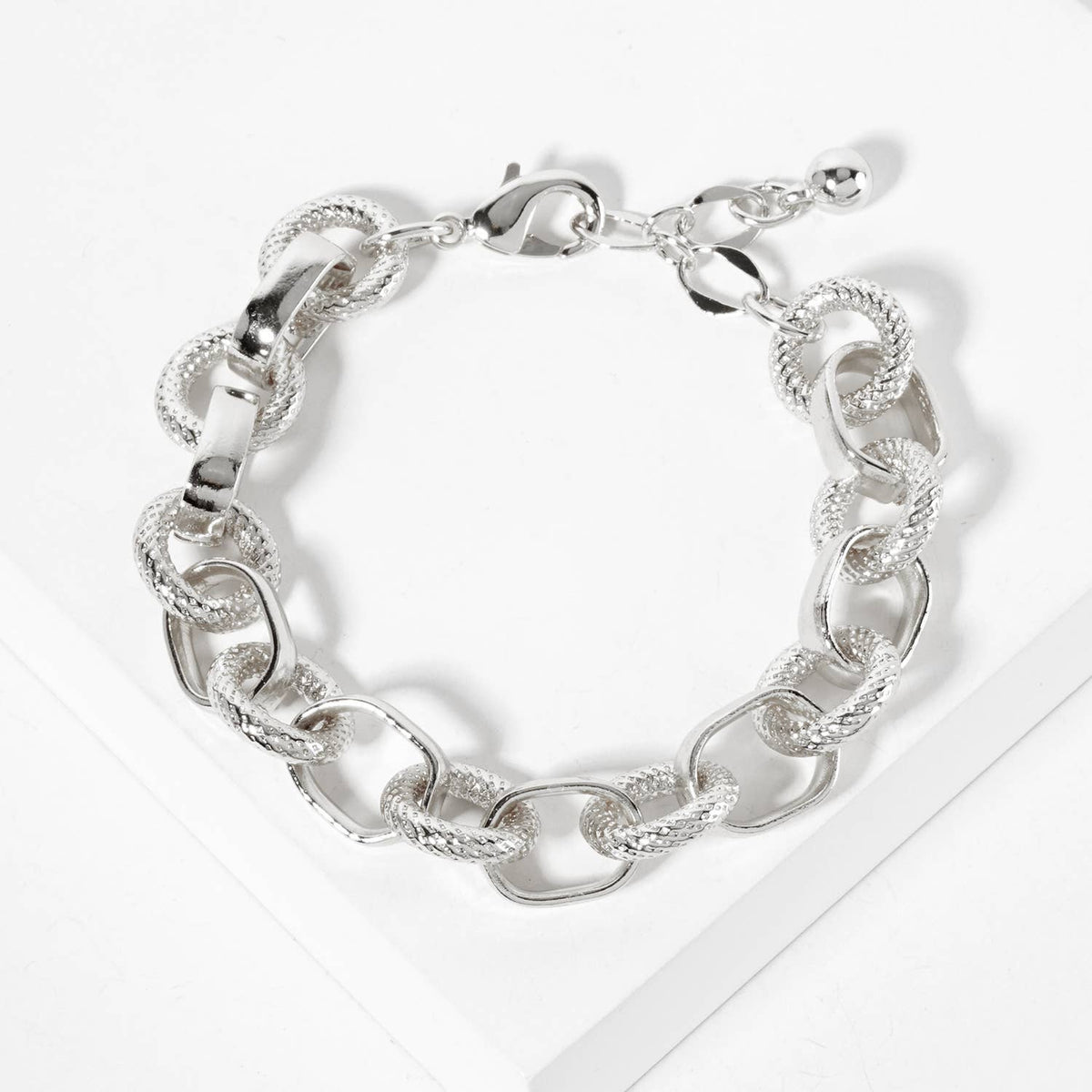 Textured Mixed Link Chain Bracelet