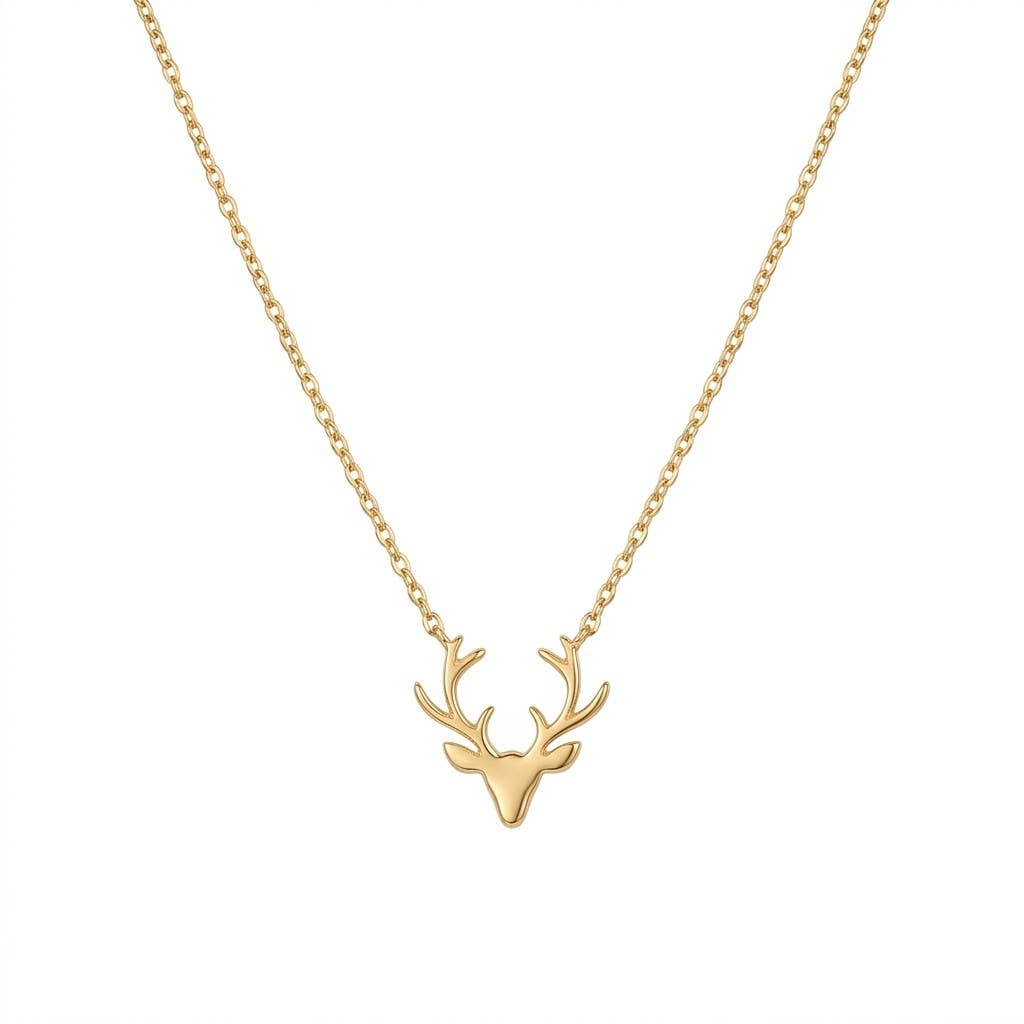 Minimalist Stag Antler Pendant Necklace