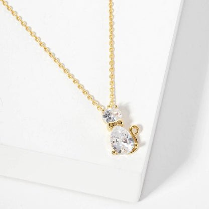 Cubic Zirconia Cat Pendant Necklace