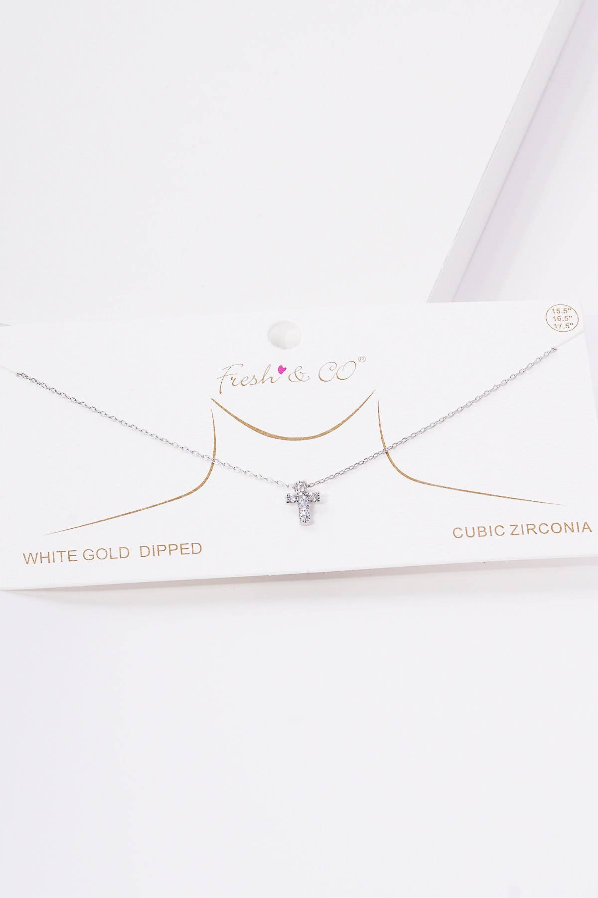 Gold Square-Set Cross Necklace