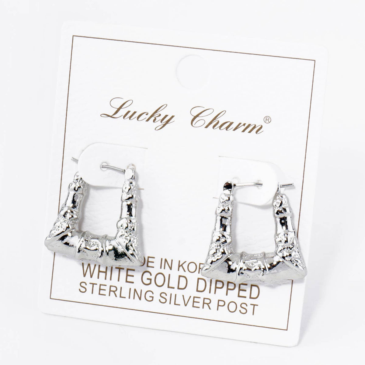 18K GOLD DIPPED TEXTURED 20MM TRAPEZOID HOOP EARRINGS