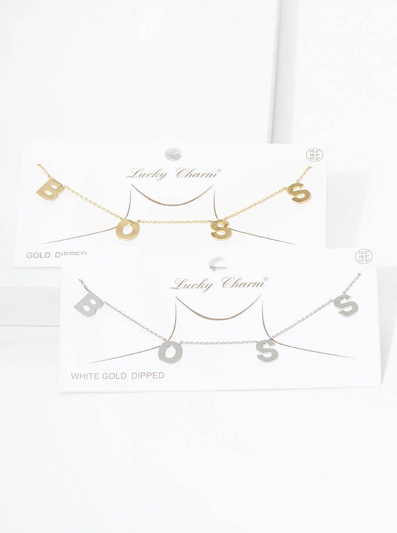 Mini Spaced Letter BOSS Necklace
