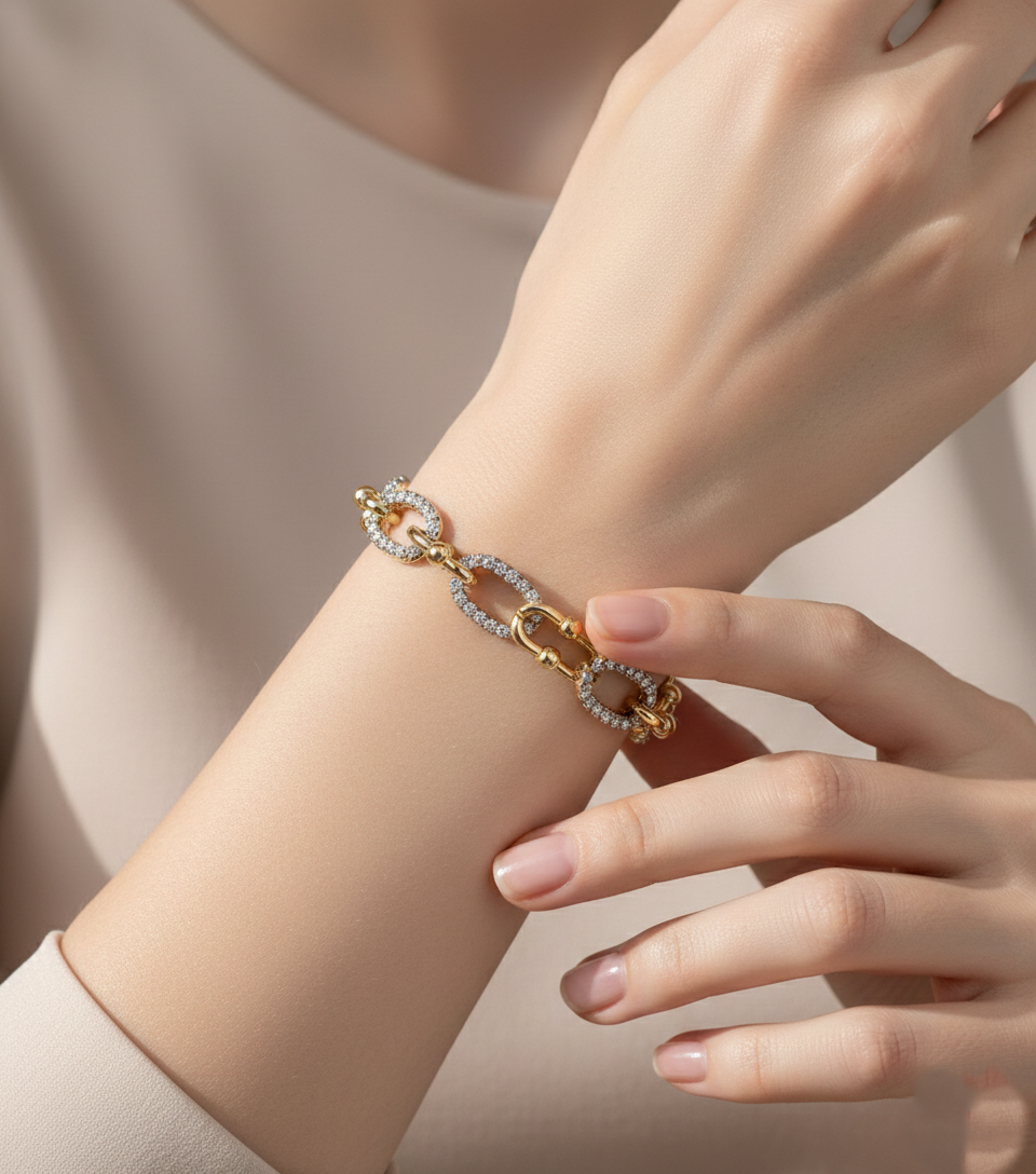 Two-Tone Oval Link Chain Bracelet