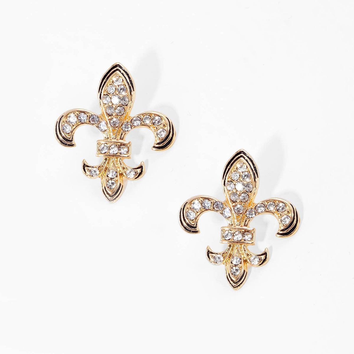 Gold Plated Cubic Fleur De Lis Earrings
